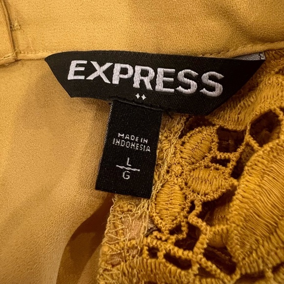 Mustard Lace Sleeve Open Back Top - Picture 5 of 14